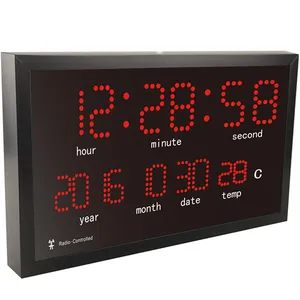 Reloj de mesa controlado por radio digital LED de gran oferta con calendario y temperatura