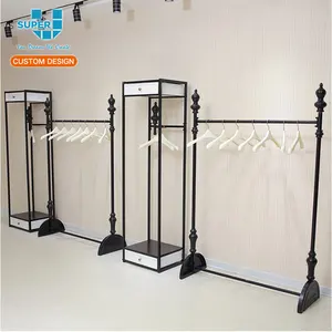 Fashion Clothing Boutique Metal Floor Display Stand Customized Retail Store Wall Mounted Clothing Display Hanger Rack Ideas