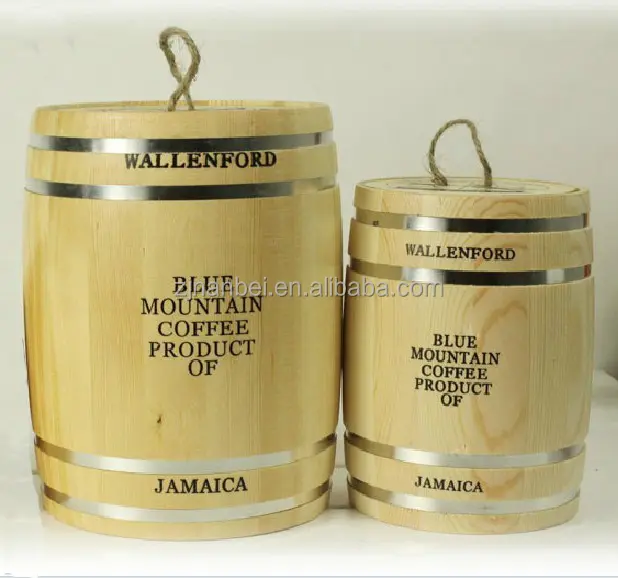 Logotipo personalizado ecológico Certificado de café de madera barriles de aro de oro de barriles