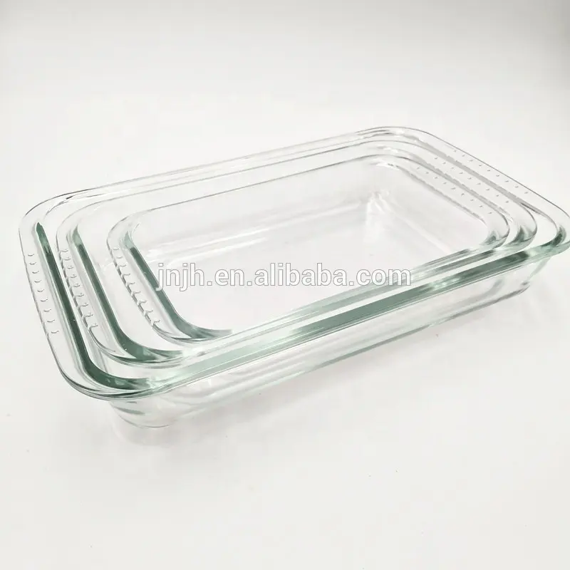 3 pièces top vendeur antiadhésive pan avec couvercle en plastique grande capacité ustensiles en verre ensemble de Cuisson four à verre de sécurité pizza plateau/cuire