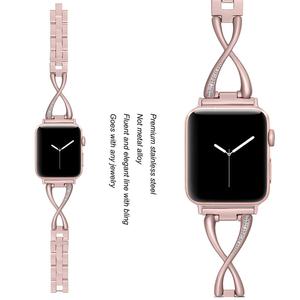 Innovadora correa de dama para Apple Watch Band 49mm 45mm Pulsera de acero inoxidable con diamantes para <span class=keywords><strong>Iwatch</strong></span> Ultra 2 Series 10 9 <span class=keywords><strong>8</strong></span> Rose Gold - Product Image 2