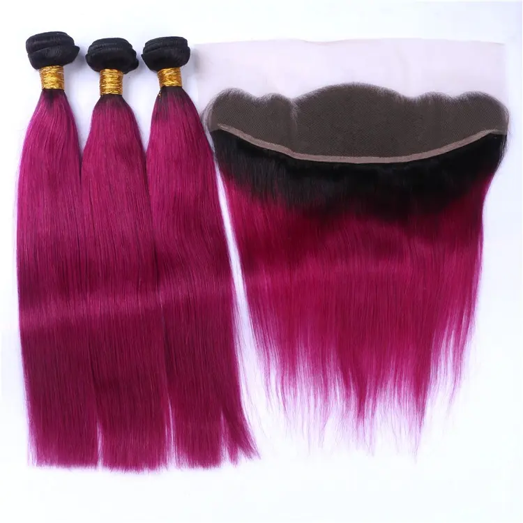 silky brazilian hair hair bundles and closure rose red malaysian straight hair