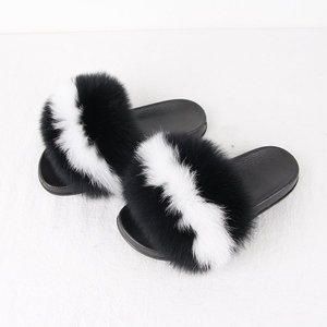 Nuevo diseño real de piel de zorro deslizador genuino colorido mujeres al aire libre suave mullida piel de zorro zapatillas - Product Image 4