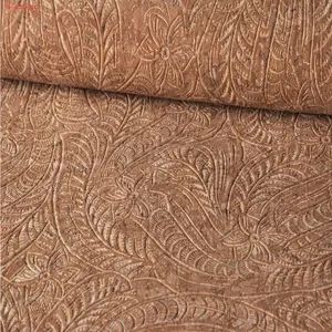 Cork Leather to Make Wallpaper Bag Shoes Wallpaper Slub Pattern Colorful Rubber Cork Fabric Natural Popular Flower Cork Printing