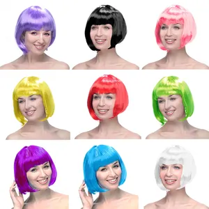 Perruques synthétiques pour femmes, style bob droit, néon, pour déguisements, Halloween, cosplay, carnaval, fêtes promotionnelles, fournitures de fête - Product Image 1