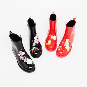 Botas de lluvia de pvc para mujer y niña, botines de corte bajo, diseño único