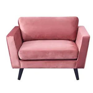 室内家具 Divano 休息室木制沙发椅面料天鹅绒粉红色沙发现代