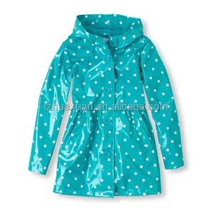 girls' polka dot shiny fabric hoodpy raincoat