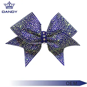 Cheerleading Bows HIgh Quality Cheerleading Hair Bows OEM Design Custom Logo Rhinestone Cheer Bows