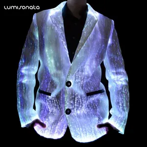 En gros haute qualité lumineux fiber optique pantalon manteau style mode costume hommes pantalon manteau style