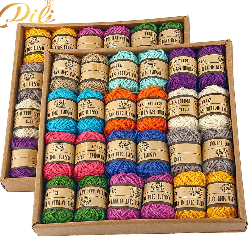 2ミリメートルColorful Hemp Cord Eco-friendly 100% Natural Hemp Rope Jute Fiber StringためGift PackingとDIY