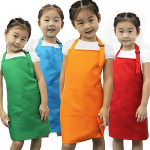 New Cleaning Apron Children Kitchen Cooking Baking Painting Art Keep Clean Pocket Bib Kids Apron