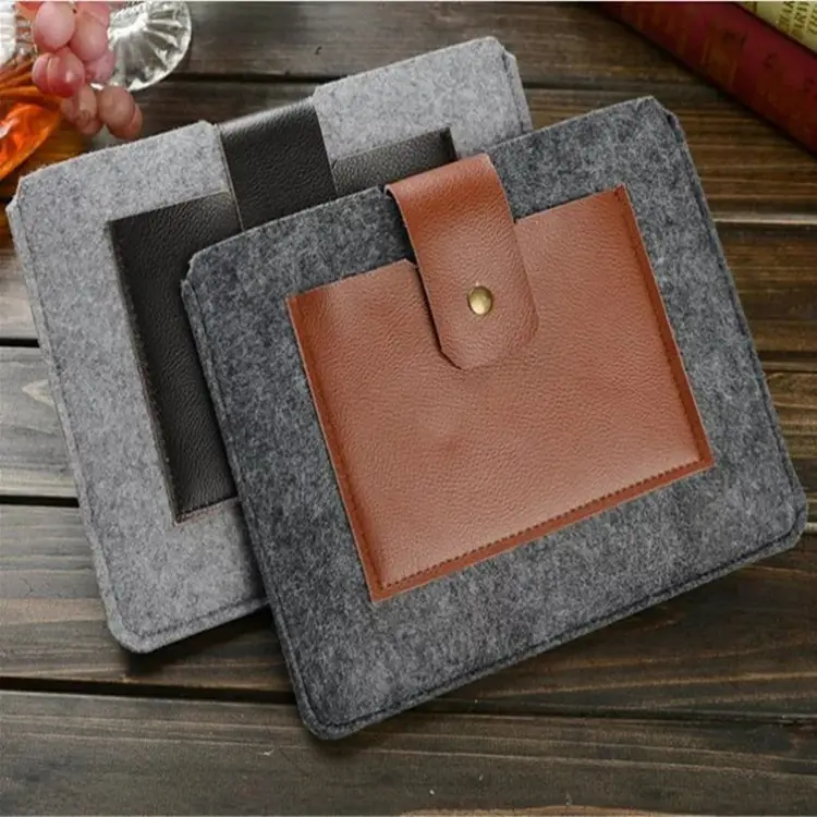 Pochette pour Macbook Air 11 Pro Retina 13, boîtier simple en cuir et laine, matière feutre, haute qualité, sur mesure