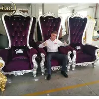 Chaise Trône Moderne à Dossier Haut en Bois Massif, Revêtement Cuir PU, pour Salle à Manger, Mariage, Banquet, Événement, Hôtel