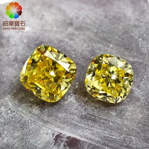 Superior quality gemstone cushion Cut diamond yellow cubic zirconia yellow cz live yellow cz golden cz