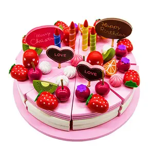 बच्चों खाद्य खिलौना स्ट्रॉबेरी फलों बच्चों लकड़ी के खिलौने केक TYKPS124