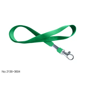 Custom 16mm Flat Ribbed Polyester Lanyards With Trigger Snap Swivel Hook And Metal Crimp Finishing