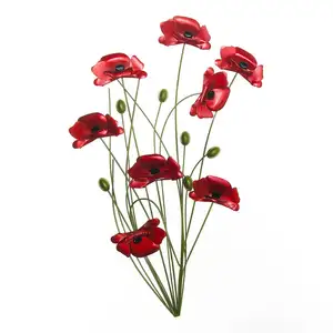Red Poppy Bunch Home Decor Metal Picture Wall Art