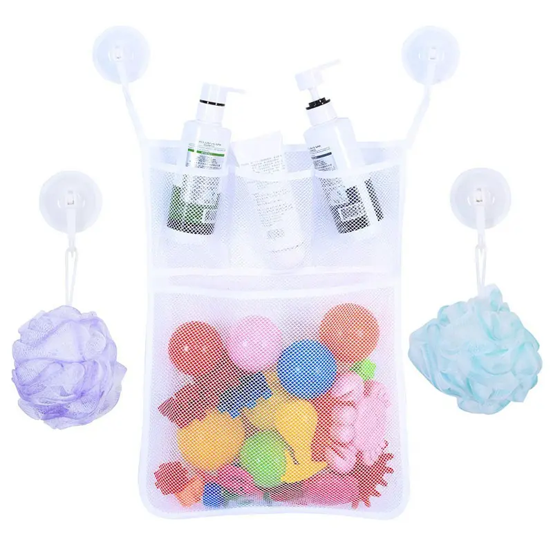 Multi-functional bathroom bathtub bag storage mesh baby bath toy organizer