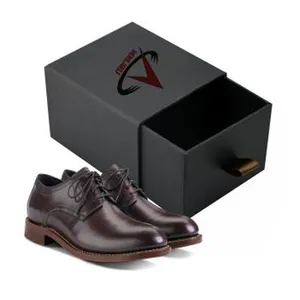 豪华黑色新定制纸板拔出鞋子包装滑动抽屉式鞋盒