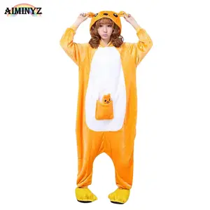 AIMINYZ Hotsale女士睡衣套装可爱动物袋鼠法兰绒睡衣圣诞卡通睡衣成人儿童