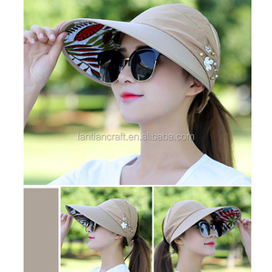 Protezione UV da esterno da donna con visiera larga a righe cappellino da <span class=keywords><strong>sole</strong></span> da spiaggia UPF50 per viaggi di uso Casual <span class=keywords><strong>quotidiano</strong></span> - Product Image 4