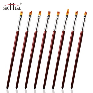 Yalixin biểu tượng tùy chỉnh sang trọng móng tay Ombre bàn chải thiết lập gỗ gụ màu Đỏ xử lý gỗ Nylon vẽ cánh hoa Smudge hình ferrule Sản phẩm mới - Product Image 6