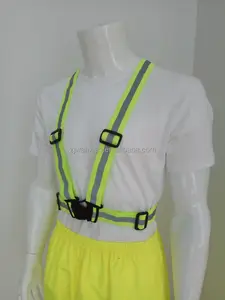 Fluo Hi Vis Elastische Verstelbare Reflecterende Riem Running Fiets Veiligheid Vest Met Gesp Riem Vest