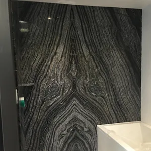 Chinese Black polished marble called Black Tree marble or Black Wooden Marble bathroom vanity top background wall