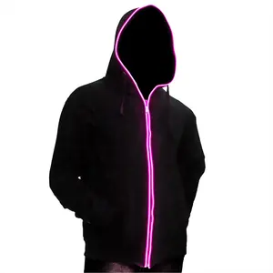 Light Up El Wire Hoodie chaqueta Led para adultos y niños, disponible en cualquier tamaño y color