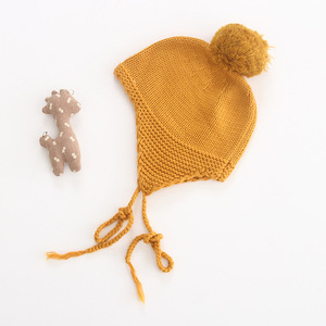 <span class=keywords><strong>Bonnet</strong></span> de bébé en coton doux, tricoté, mignon, pour l'extérieur, avec <span class=keywords><strong>pompon</strong></span>, nouvelle collection 2020 - Product Image 2