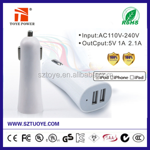 Usb chargeur de voiture 2 <span class=keywords><strong>porto</strong></span> double 2.1A avec LED pour tous les Smartphone Tablet PC GPS jeu joueurs - Product Image 1