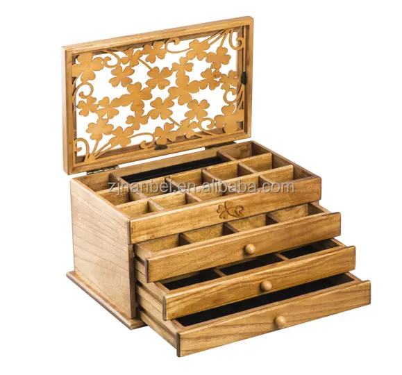 2024 Luxury OAK wood jewelry storage boxes finished antique design wooden jewelry decorative boxes