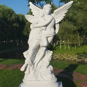 Garden Angel Cupid and Psyche Marble Statue