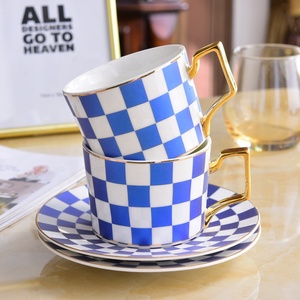 Di lusso di ceramica tazza di tè con piattino set 250 <span class=keywords><strong>ml</strong></span> blu tazze <span class=keywords><strong>da</strong></span> <span class=keywords><strong>caffè</strong></span> in porcellana - Product Image 2