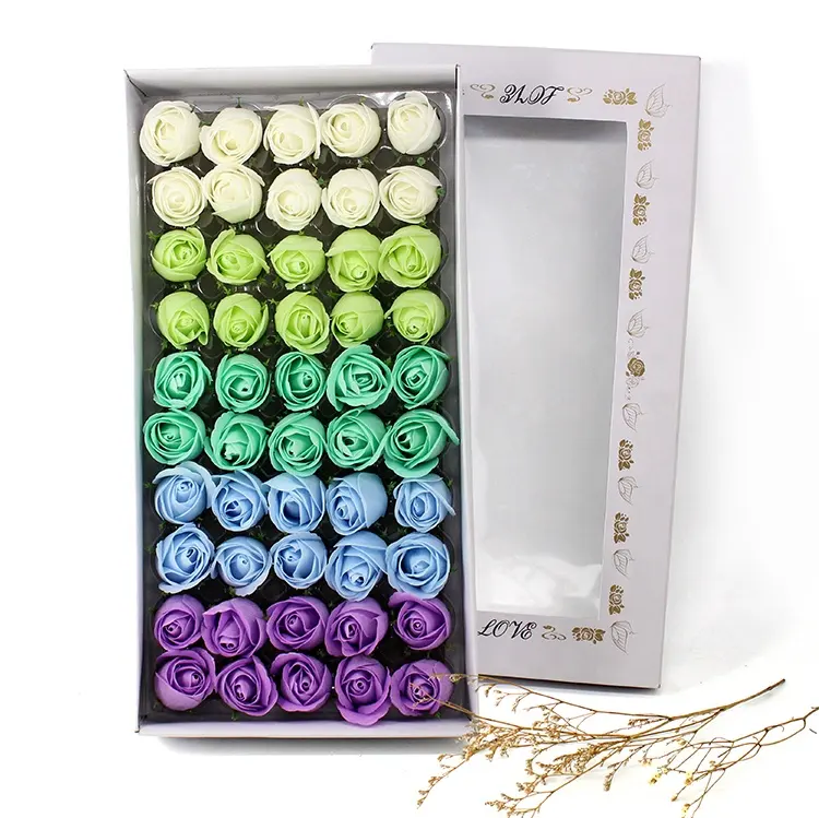 50Pcs Soap Rose Box Romantic Colorful Rose Soap Flower Gift Hand Bath Paper Flower Shape Soap Roses For Birthday Girlfriend Gift