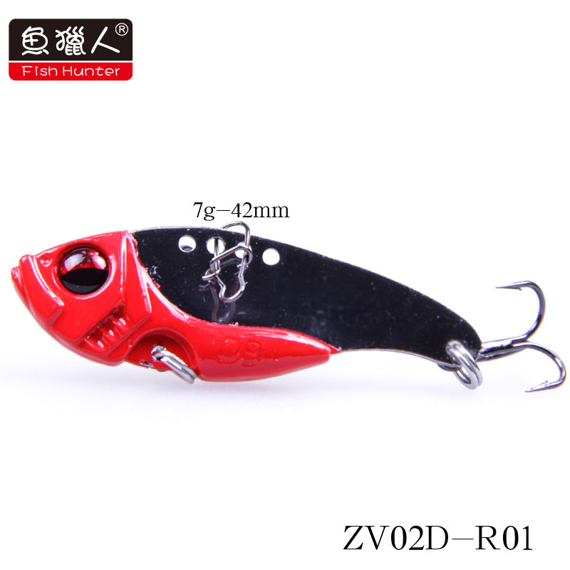 Haute Qualité Pêche Appât Dur Leurre Poisson Chasseur ZV02D-B02S VIB 42mm 7g Naufrage lumière bleu mentale leurre