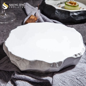 Platos de gres cerámico de estilo coreano japonés ShengJing, <span class=keywords><strong>plato</strong></span> profundo Irregular único para restaurante, Hotel, fiesta, respetuoso con el medio ambiente - Product Image 5