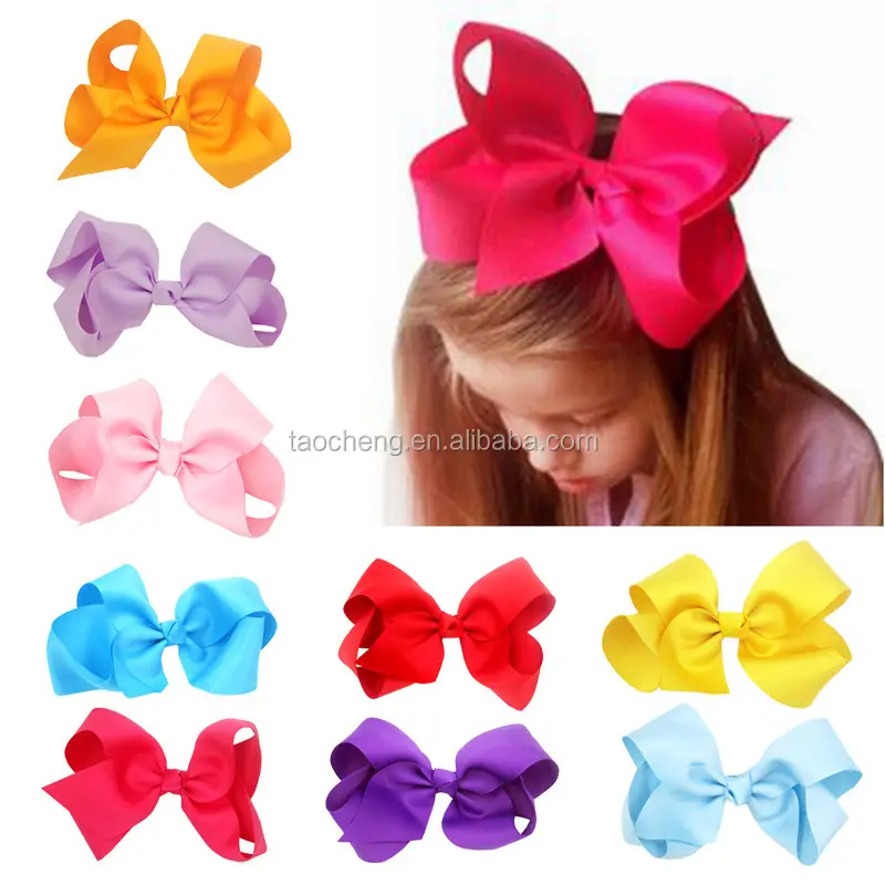 Hot sale baby big hair clip 8 inch hairpin Ribbon Hair Bow