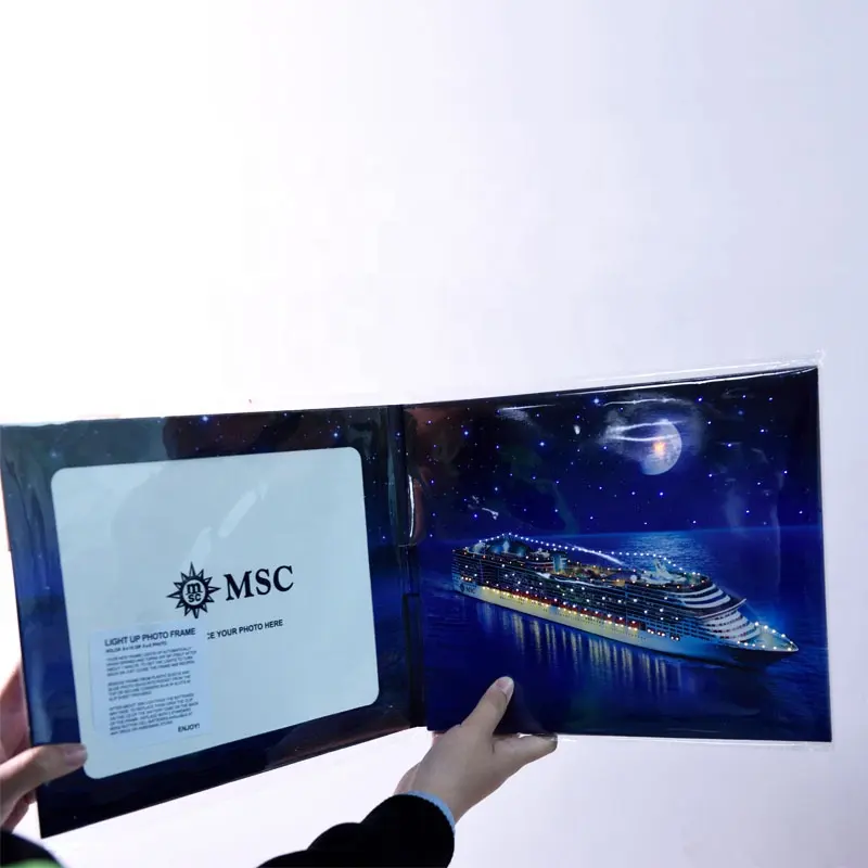 Carpeta de tarjetas de felicitación con Video libro personalizado de 7 pulgadas, tarjeta de visita Digital, folleto de vídeo, tarjeta de invitación con pantalla LCD