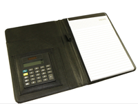 Cahier de serveur de comptabilité en cuir de luxe pu imprimé logo avec calculatrice