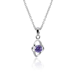 Mode bijoux usine <span class=keywords><strong>Blanc</strong></span> <span class=keywords><strong>or</strong></span> plaqué Femmes de Foulard <span class=keywords><strong>Solitaire</strong></span> violet zircon Fleur Pendentif collier - Product Image 1