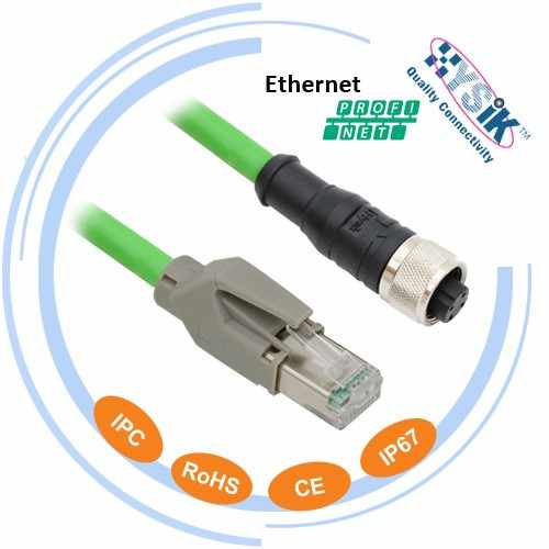 PROFINET M12 D Coded Male Panel Mounting TO RJ45 Cordsets connector