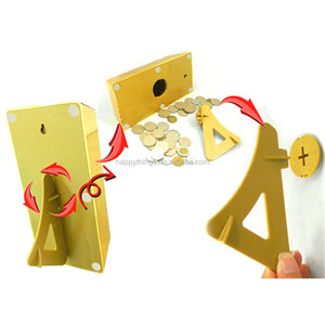 Usine directe décor à la maison forme rectangulaire barre d'or boîte à monnaie couleur or tirelire en plastique - Product Image 5