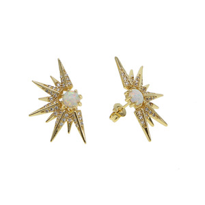 <span class=keywords><strong>Gioielli</strong></span> di moda femminili scintillanti unici 9 Spike Full 5A zirconi cubici pavimentati 1 cerchio opale <span class=keywords><strong>gioielli</strong></span> stupendo orecchini a bottone a forma di sole - Product Image 4
