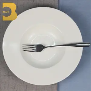 Placa de sopa de cerâmica moderna, preço de fábrica, alta temperatura, china, branco, redonda, massas, restaurante usado, 10"