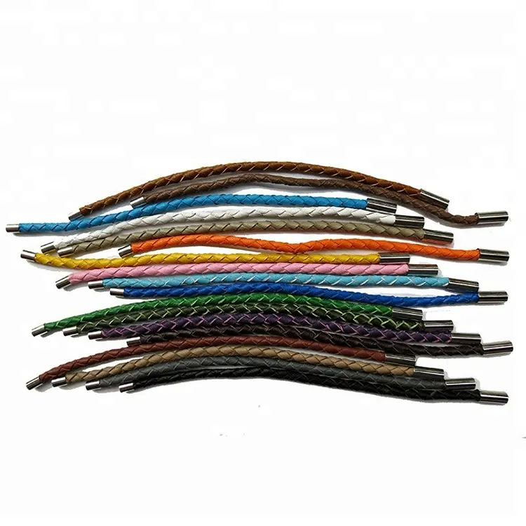 Wholesale custom size color braided leather cord for jewelry finding