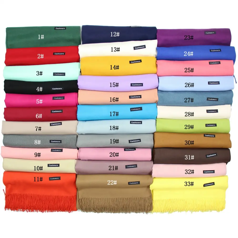 Dames Winter Groothandel Solid Multi-Kleuren Kleuren Pashmina Sjaal Kasjmier Mode Sjaal