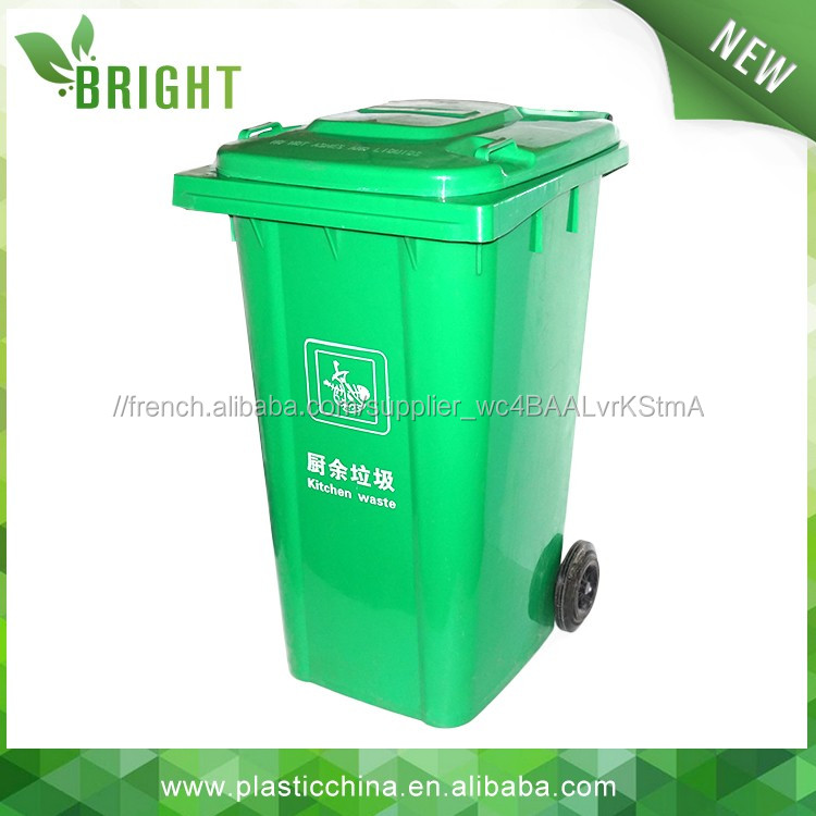 240L Extérieure Utilisation et Debout Structure en plastique poubelle avec deux roues
