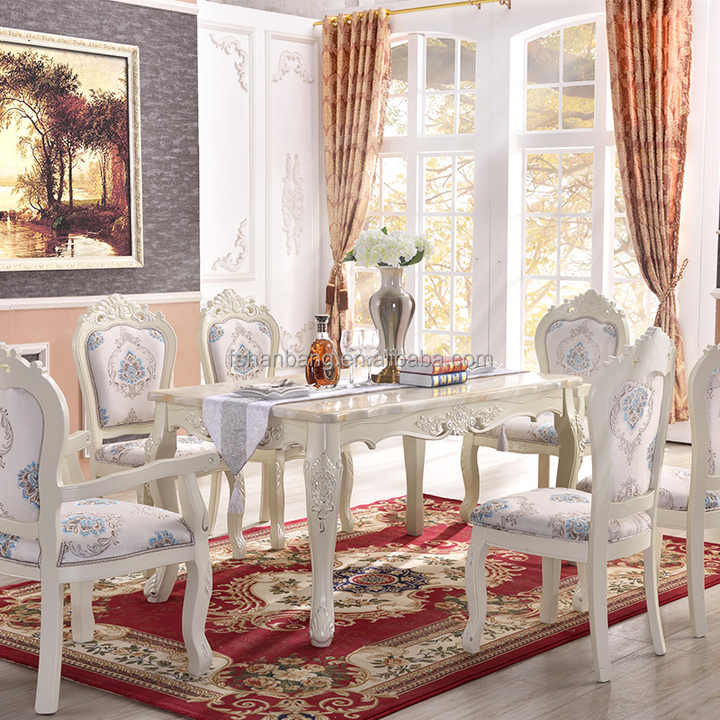 6 Seater High Quality French Designs Dining Table Set